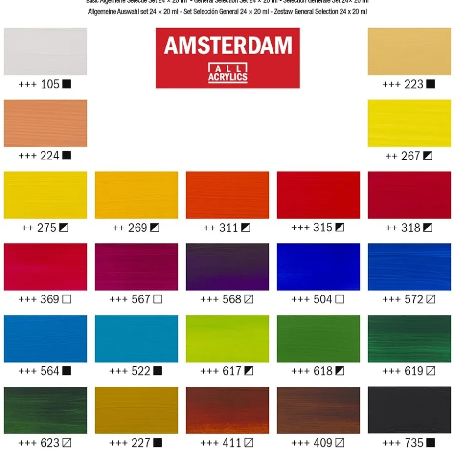 Amsterdam Standard Akryl 20ml – Sett 24 farger