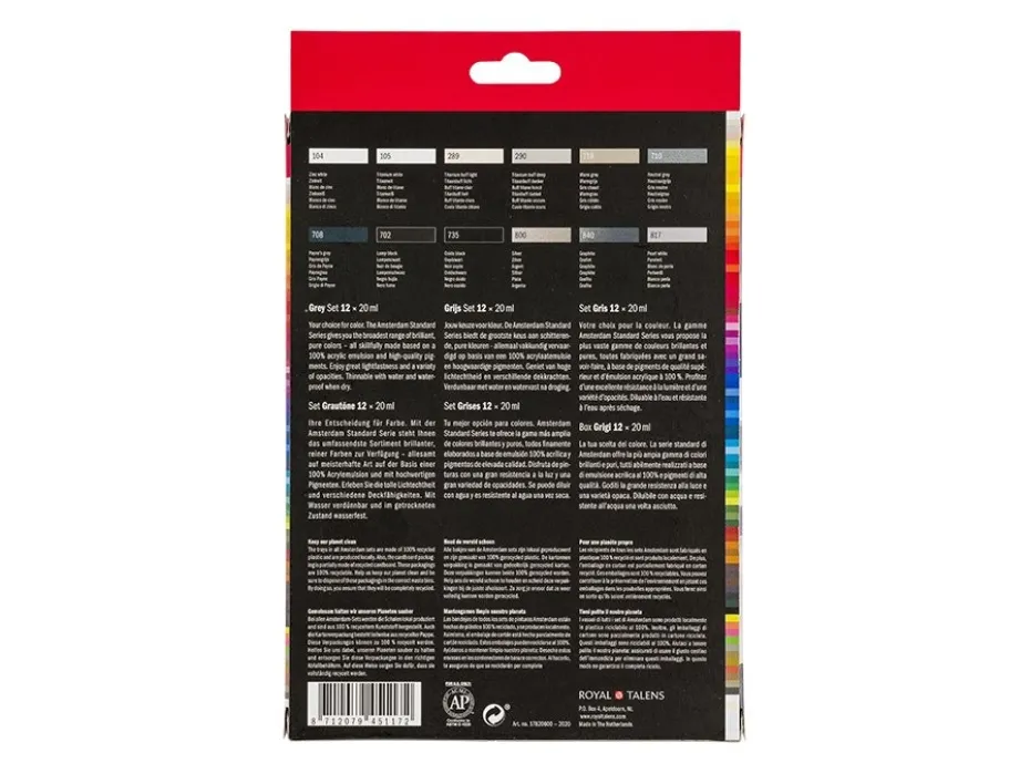 Amsterdam Standard Akryl 20ml Sett 12stk – Gråtoner