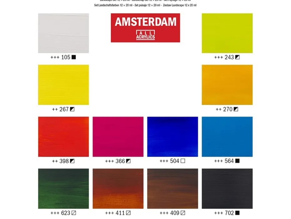 Amsterdam Standard Akryl 20ml Sett 12stk – Landskapsfarger