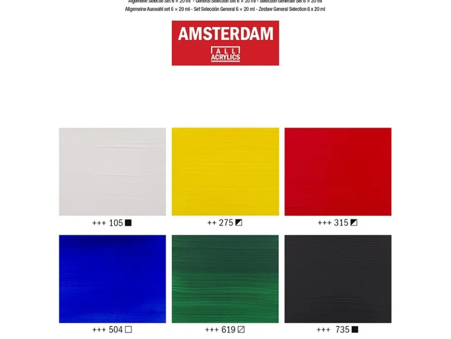 Amsterdam Standard Akryl 20ml – Sett 6 farger