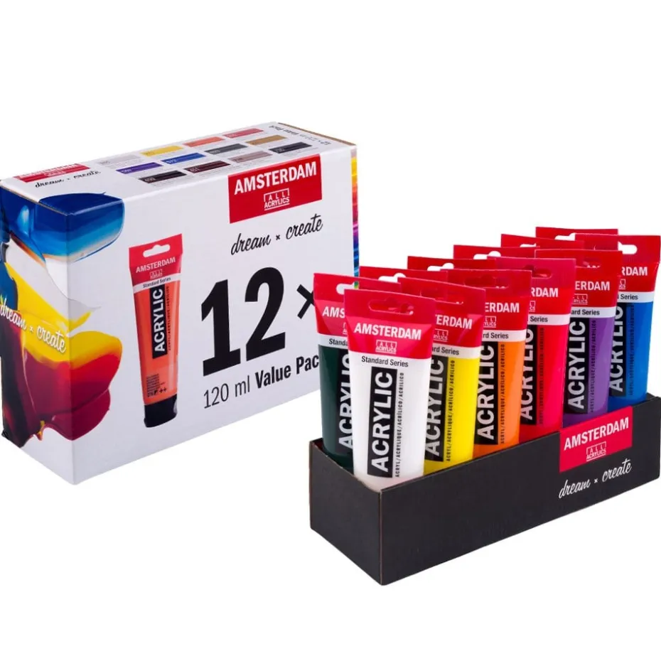 Amsterdam Standard Akryl Sett 120ml – 12 tuber – Value Pack