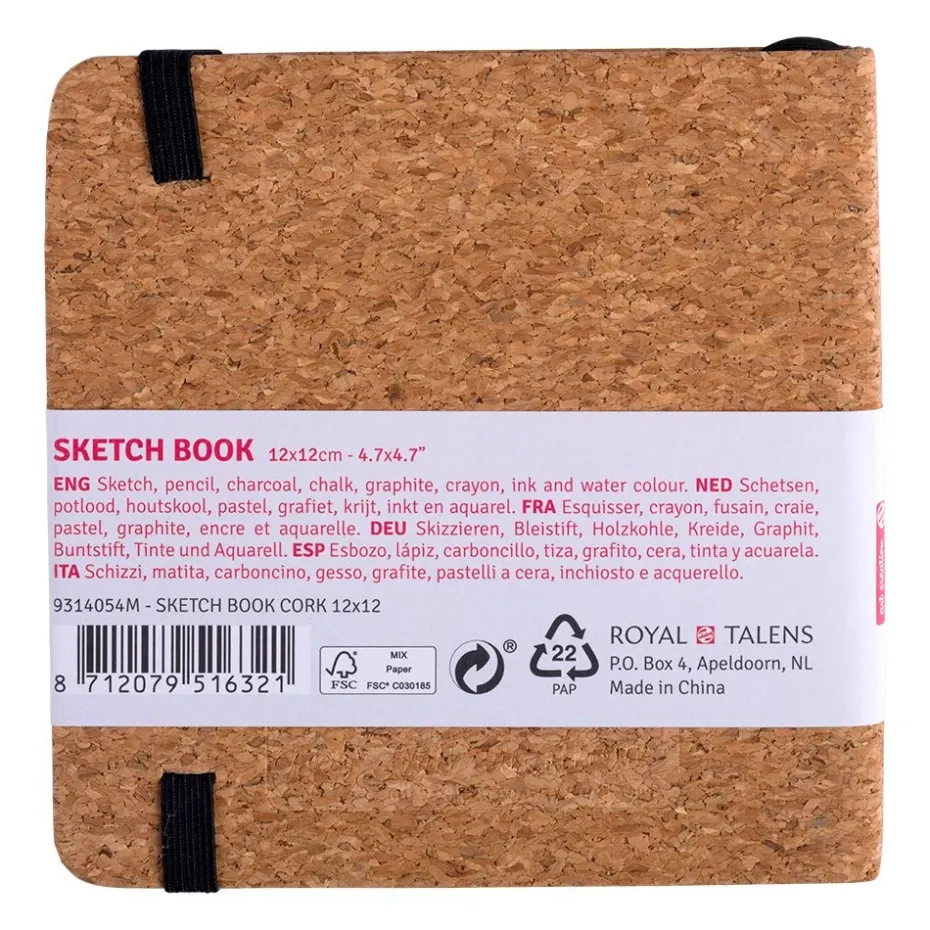 Art Creation Skissebok m/strikk 140g 12x12cm – Kork