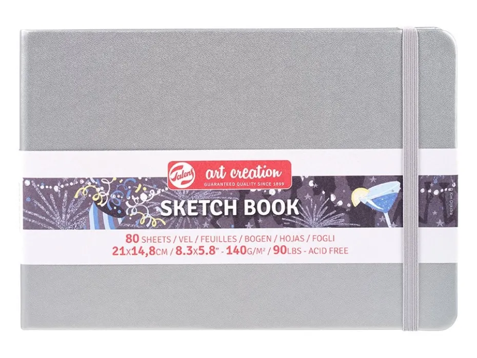 Art Creation Skissebok m/strikk 140g 21×14,8 – Sølv
