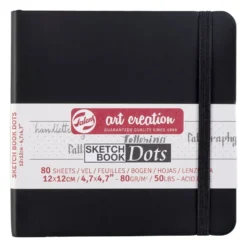 Art Creation Skissebok m/strikk 80g 12x12cm – Sort Prikker