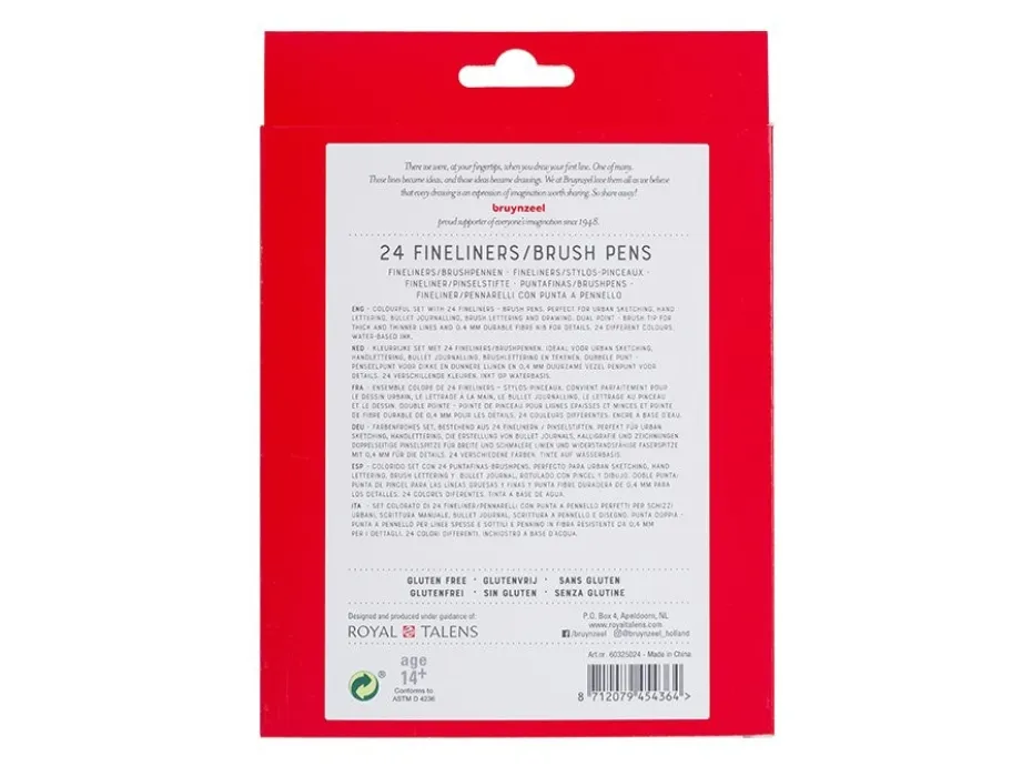 Bruynzeel Expression Fineliner Brushpen – Sett 24stk
