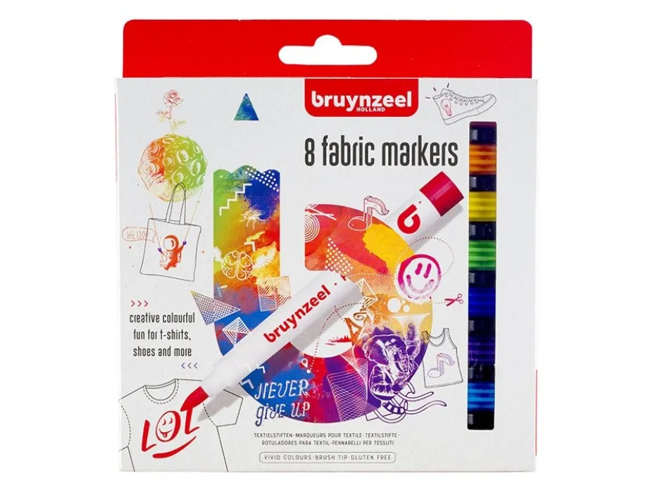 Bruynzeel Fabric Marker Tekstiltusj Sett – 8stk