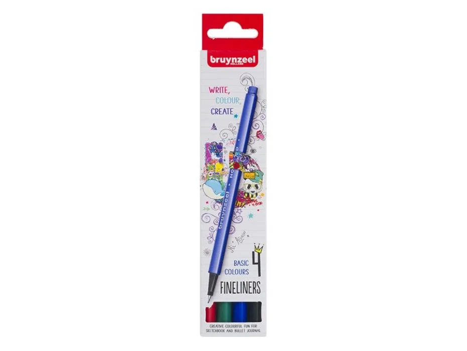 Bruynzeel Fineliners – Basic Colours 4stk