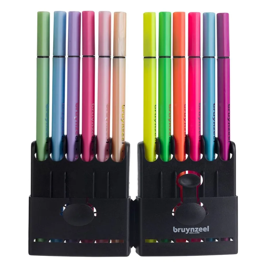 Bruynzeel Fineliner – Sett 12stk – Neon & Pastel