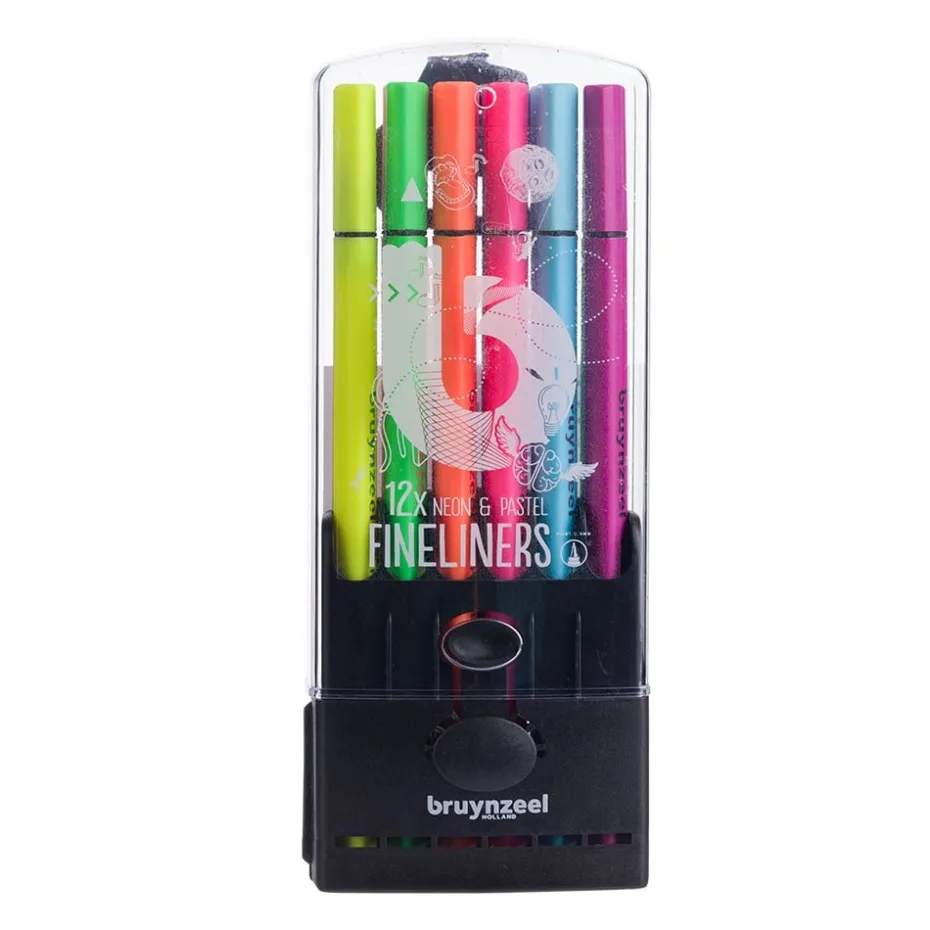 Bruynzeel Fineliner – Sett 12stk – Neon & Pastel