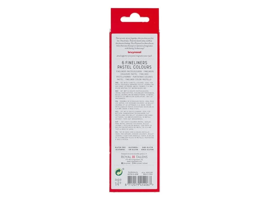 Bruynzeel Fineliners – Pastel Colours 6stk