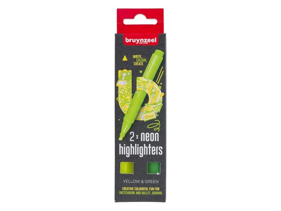 Bruynzeel Highlighter – 2 stk Neon (gul, grønn)