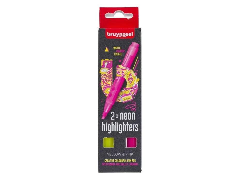 Bruynzeel Highlighter – 2 stk Neon (gul,rosa)