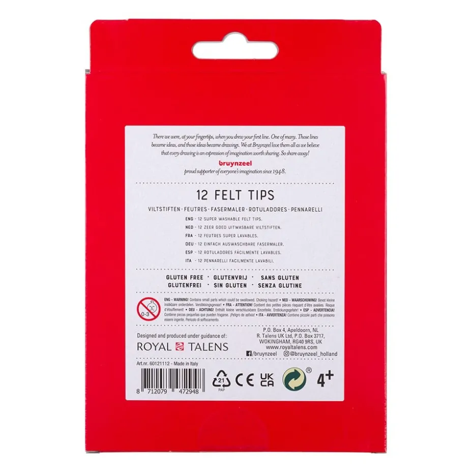 Bruynzeel KIDS – Felt Tips-tusjer Sett – 12stk