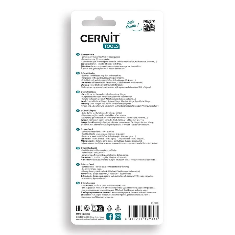 Cernit Blades – Sett 3stk – Stivt, fleksibelt, bølgete blad