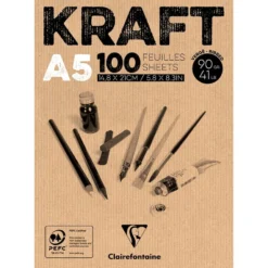 Clairefontaine Kraft Tegneblokk – 90g 100ark – A5