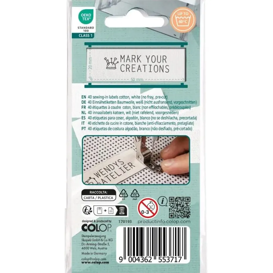 COLOP Craft Labeler Etiketter – Bomull 40stk – Hvit