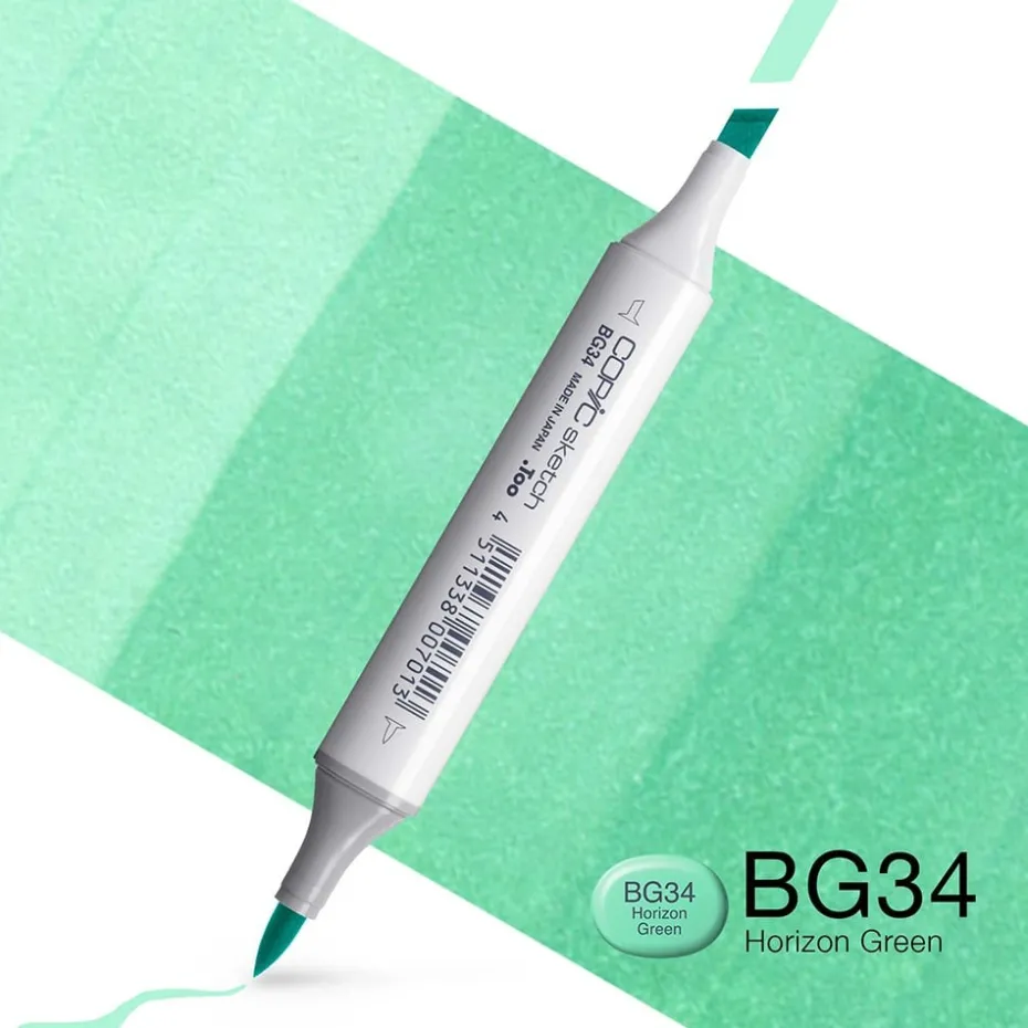 Copic Marker Sketch – BG34 Horizon Green