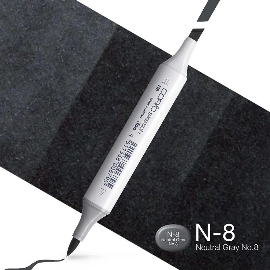 Copic Marker Sketch – N8 Neutral Gray No.8