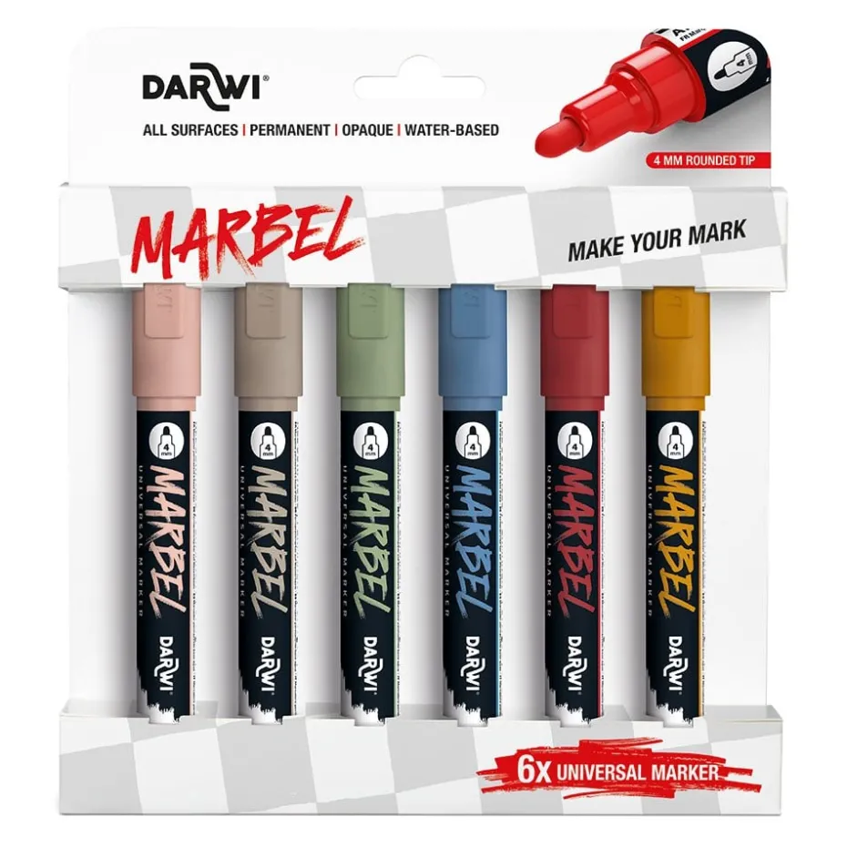 Darwi Marbel Universaltusj 4mm Sett 6stk – Nature