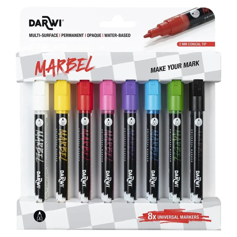 Darwi Marbel Universaltusj 2mm Sett 8stk – Bright