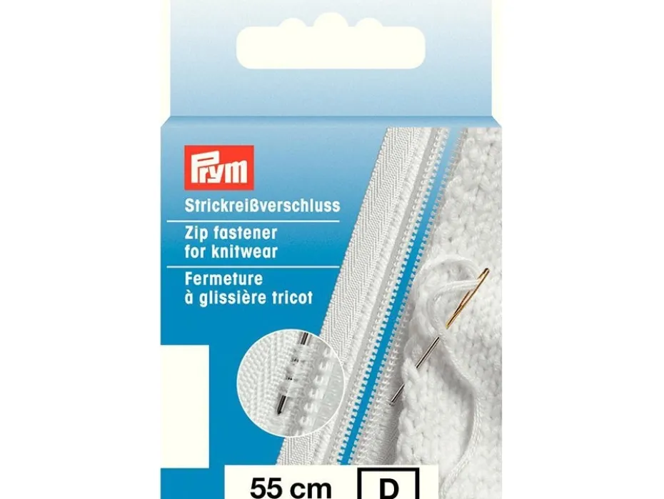 Eclair Glidelås S9 Strikk – 55cm – Hvit