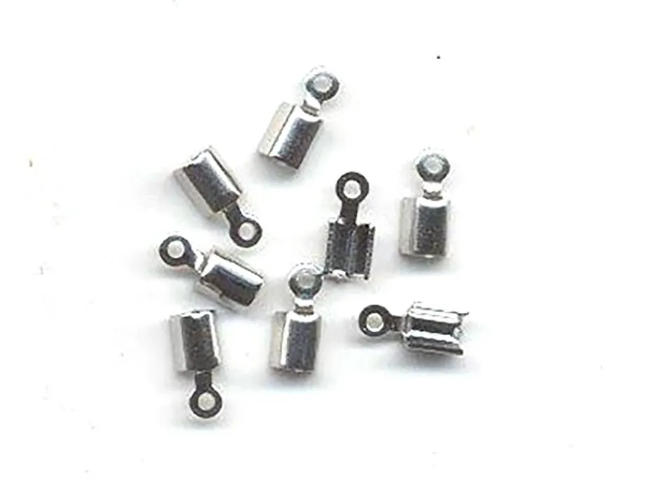 Endestykke til snor – 5x3mm 8stk – Sølvfarget
