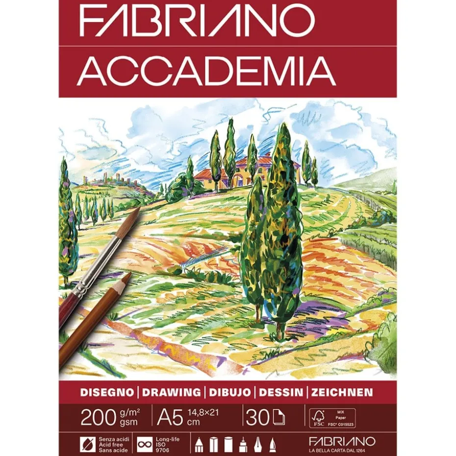 Fabriano Accademia Drawing Tegneblokk 200G A5 – 30ark