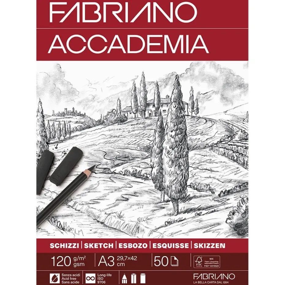 Fabriano Accademia Sketch Skisseblokk 120G A3 – 50ark