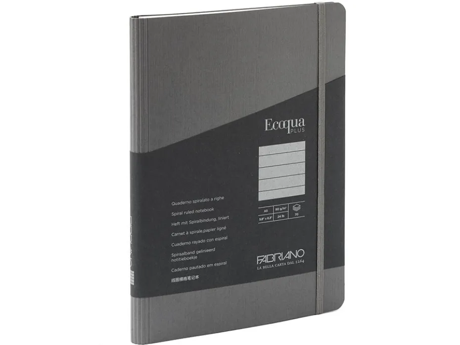 Fabriano EcoQua Plus Spiral A5 Linjert Grey