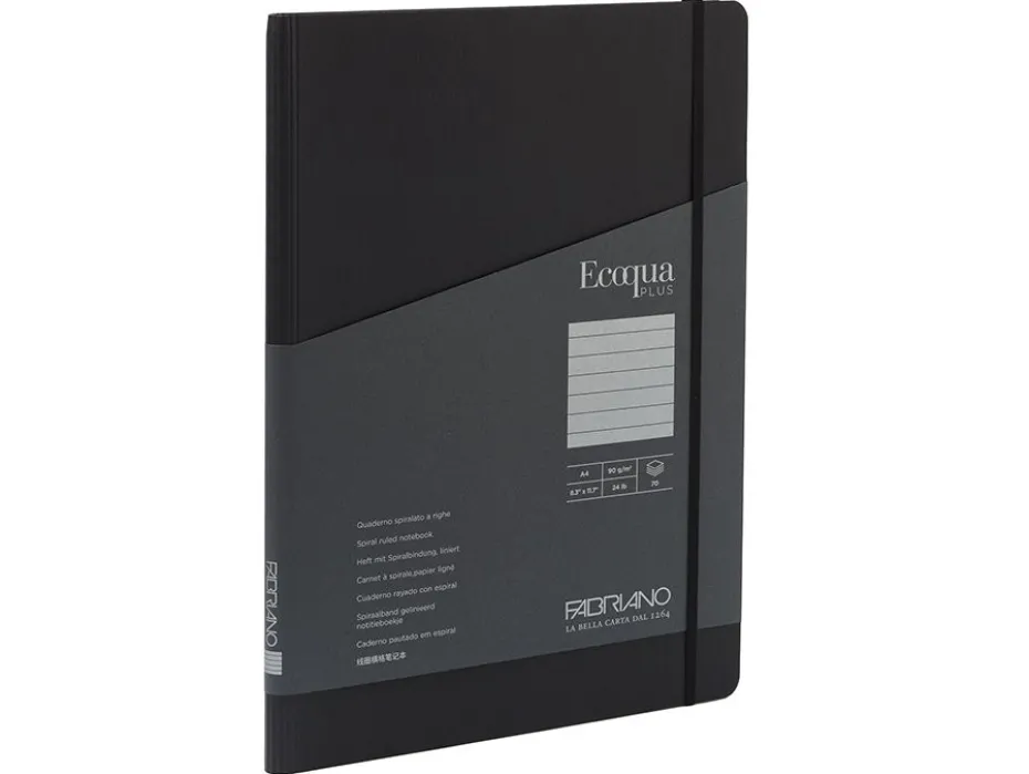Fabriano EcoQua Plus Spiral A4 Linjert Black