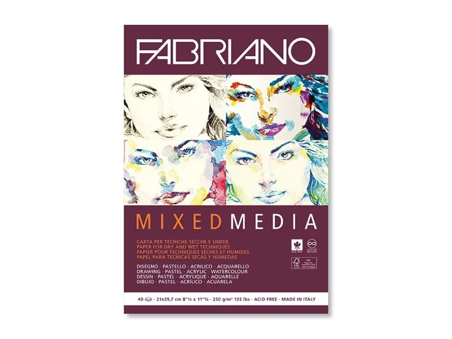 Fabriano Mixed Media blokk A5 – 250g – 40 ark