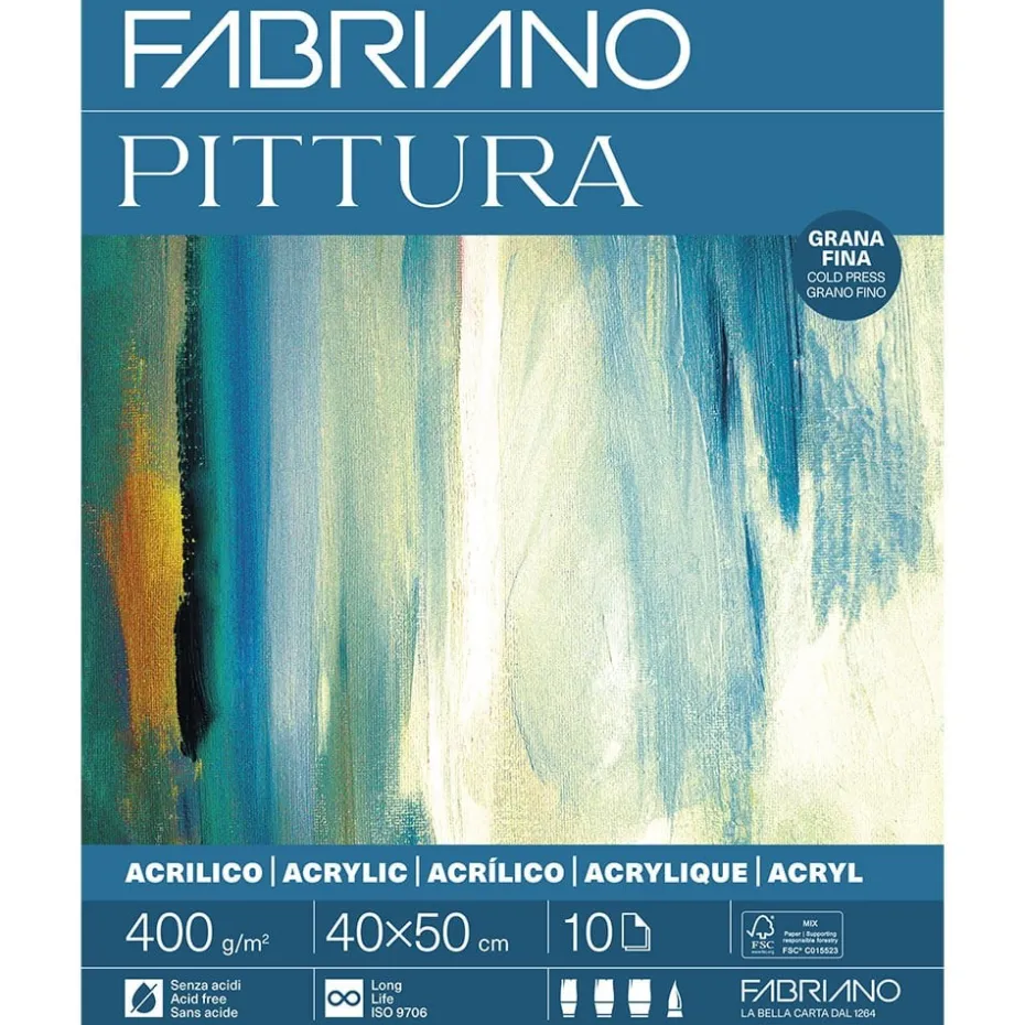 Fabriano Pittura Akrylblokk – 400g 10ark – 40x50cm