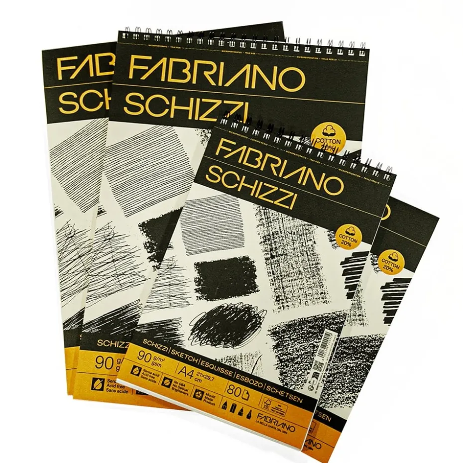 Fabriano Schizzi Skisseblokk Limt Elfenben 80ark 90g – A4