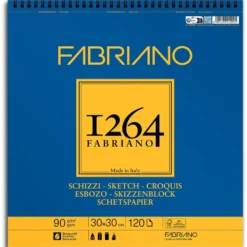 Fabriano 1264 Sketch Skisseblokk Spiral 90g 120ark – 30x30cm