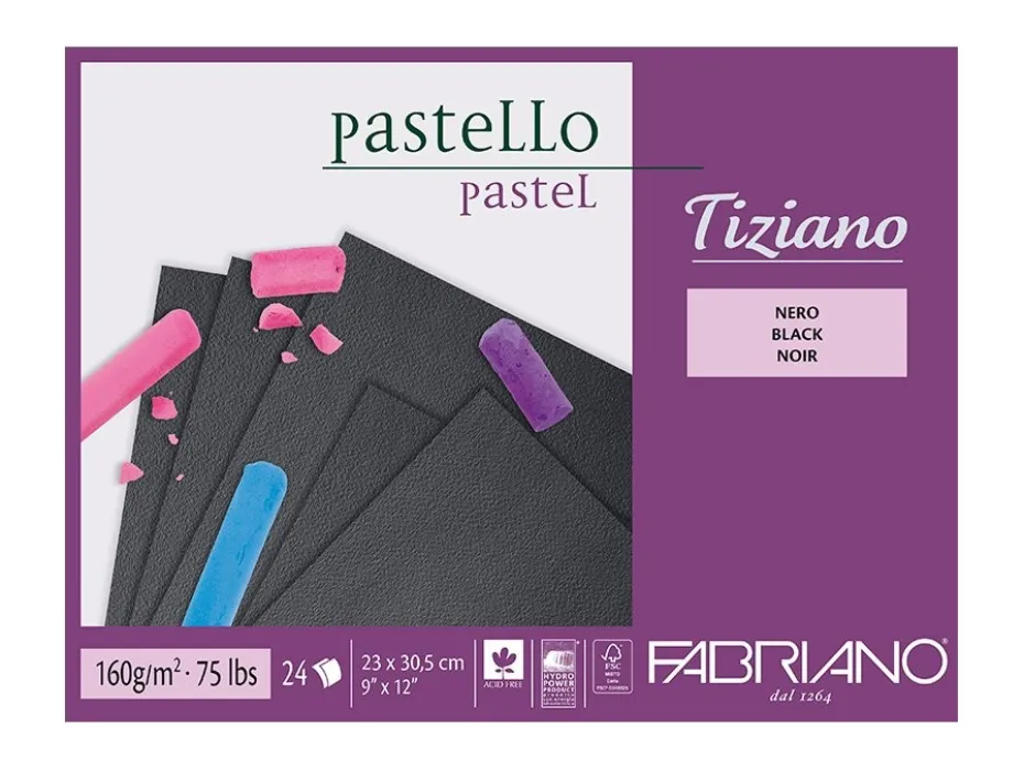 Fabriano Tiziano Pastellblokk 230x305mm 160g 24ark – Sort