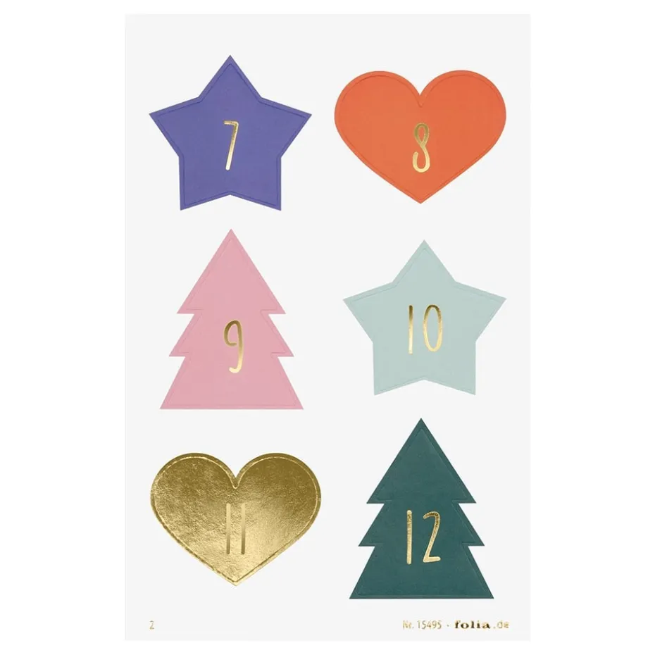 Folia Klistremerke Adventskalender tall 1-24 – JOLLY MIX