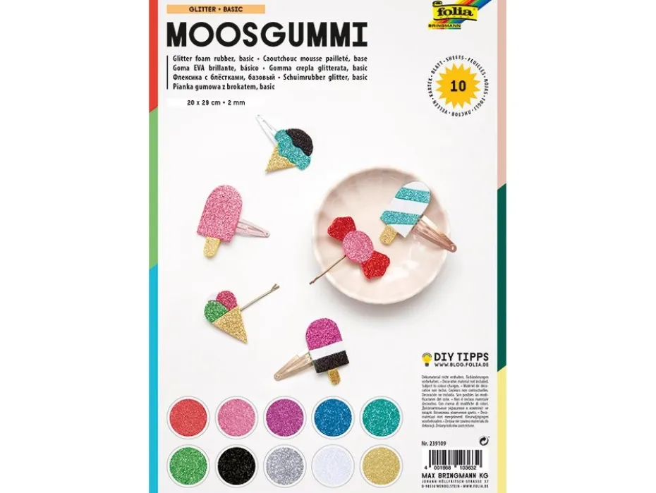 Folia Mosgummi 20x29cm 10stk – Glitter Basic