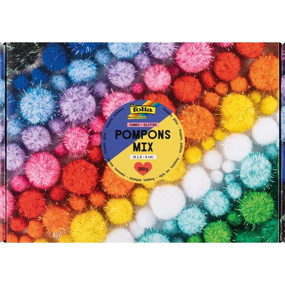 Folia Pompong Mix – Ø 1,5/2/3/4cm 300g – Glitter