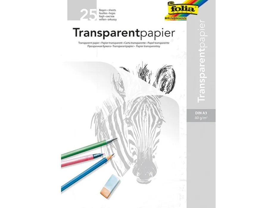 Folia Transparentblokk A3 , 25ark – 80g