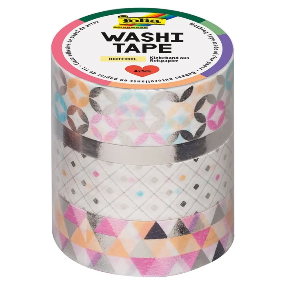Folia Washi Tape – 4 ruller – HOTFOIL SILVER