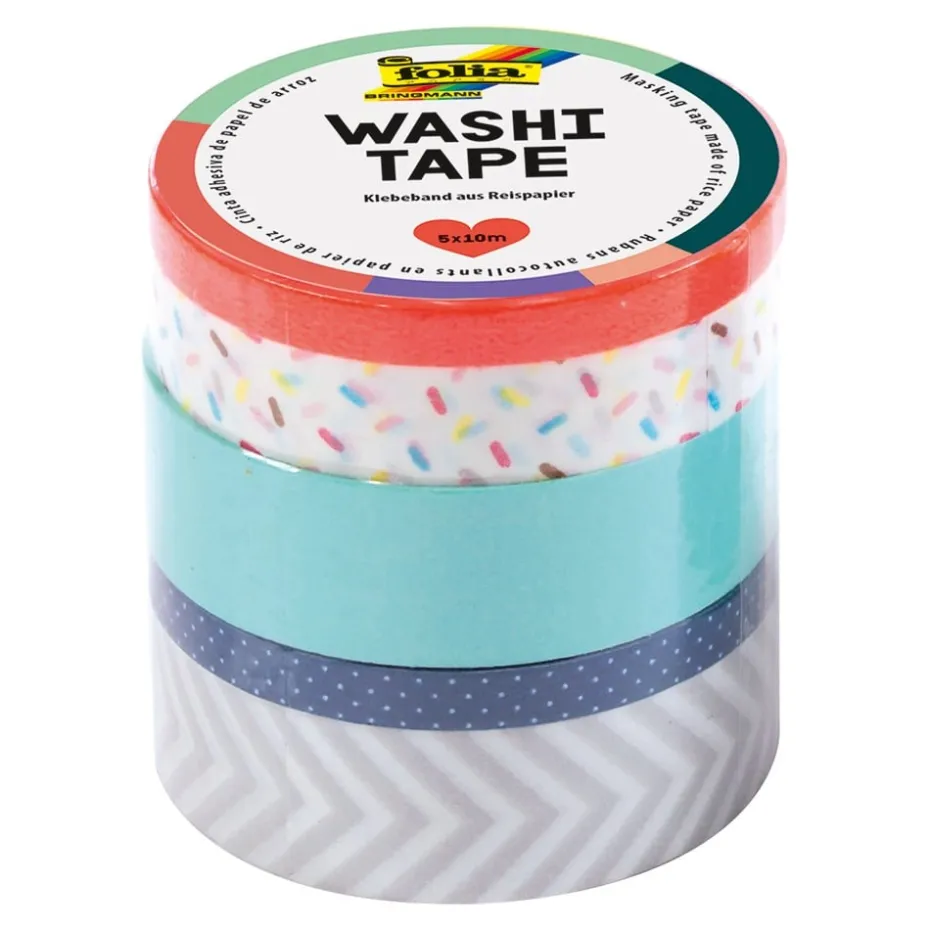 Folia Washi Tape – 5 ruller – NEON ORANGE