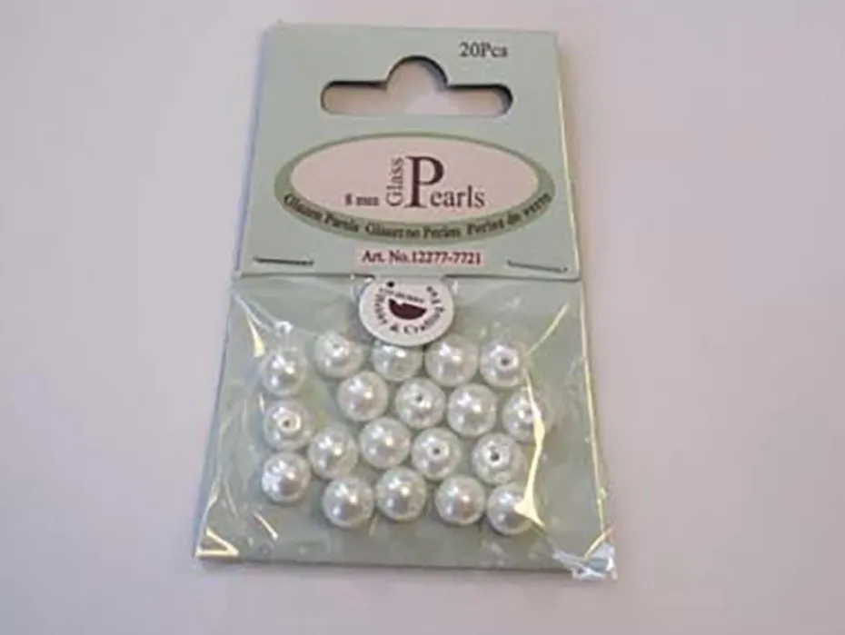 Glassperle Romerperle – 8mm 20stk – Hvit