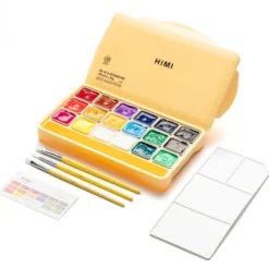 HIMI Jelly Cup Gouache Sett 18stk + 3 pensler – Gul