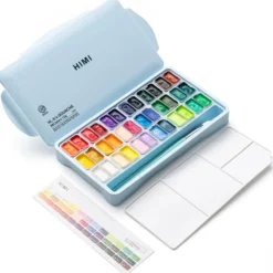 HIMI Twin Cup Gouache Sett 36stk + 3 pensler – Isblå