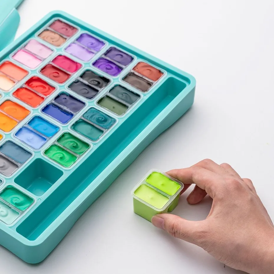 HIMI Twin Cup Gouache Sett 48stk + 3 pensler – Grønn