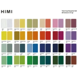 HIMI Twin Cup Gouache Sett 48stk + 3 pensler – Grønn