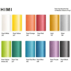 HIMI Twin Cup Gouache Sett 12stk Metallic – Gult
