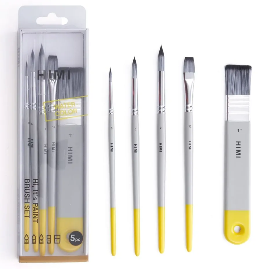 HIMI Watercolour Akvarell Penselsett 5stk – Grå