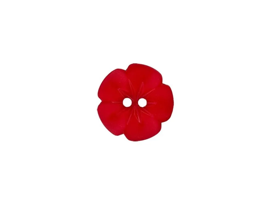 Knapp 26533 Blomst 2-hull 15mm 48 Rød