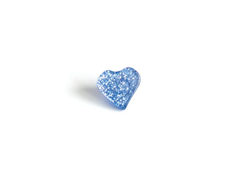 Knapp Hjerte glitter – 11mm – Blå